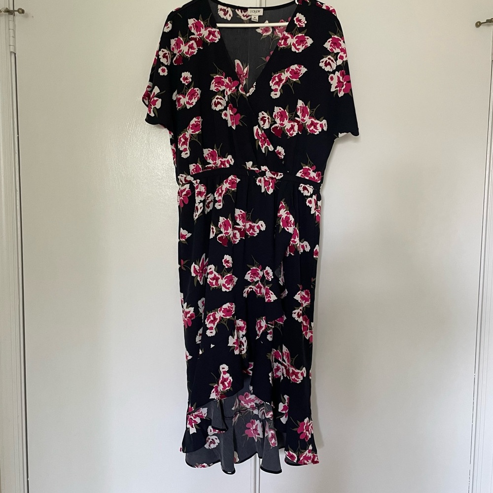 JCrew navy floral midi dress